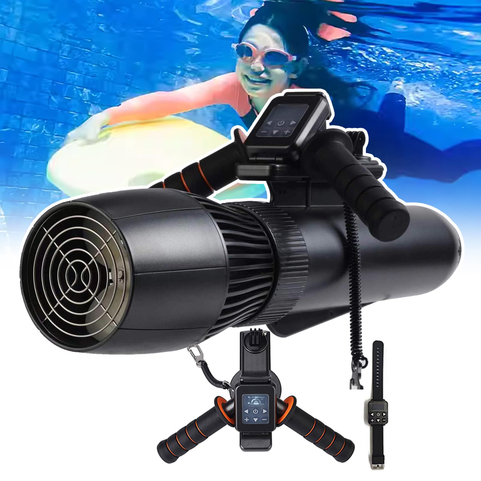 WDSOPK 500w Underwater Scooter, Underwater Pool Scooter, 40m Depth Swimming Pool Sea Scooter, Adjustable Speed, with Removable Handle (size_name 16000mAh)