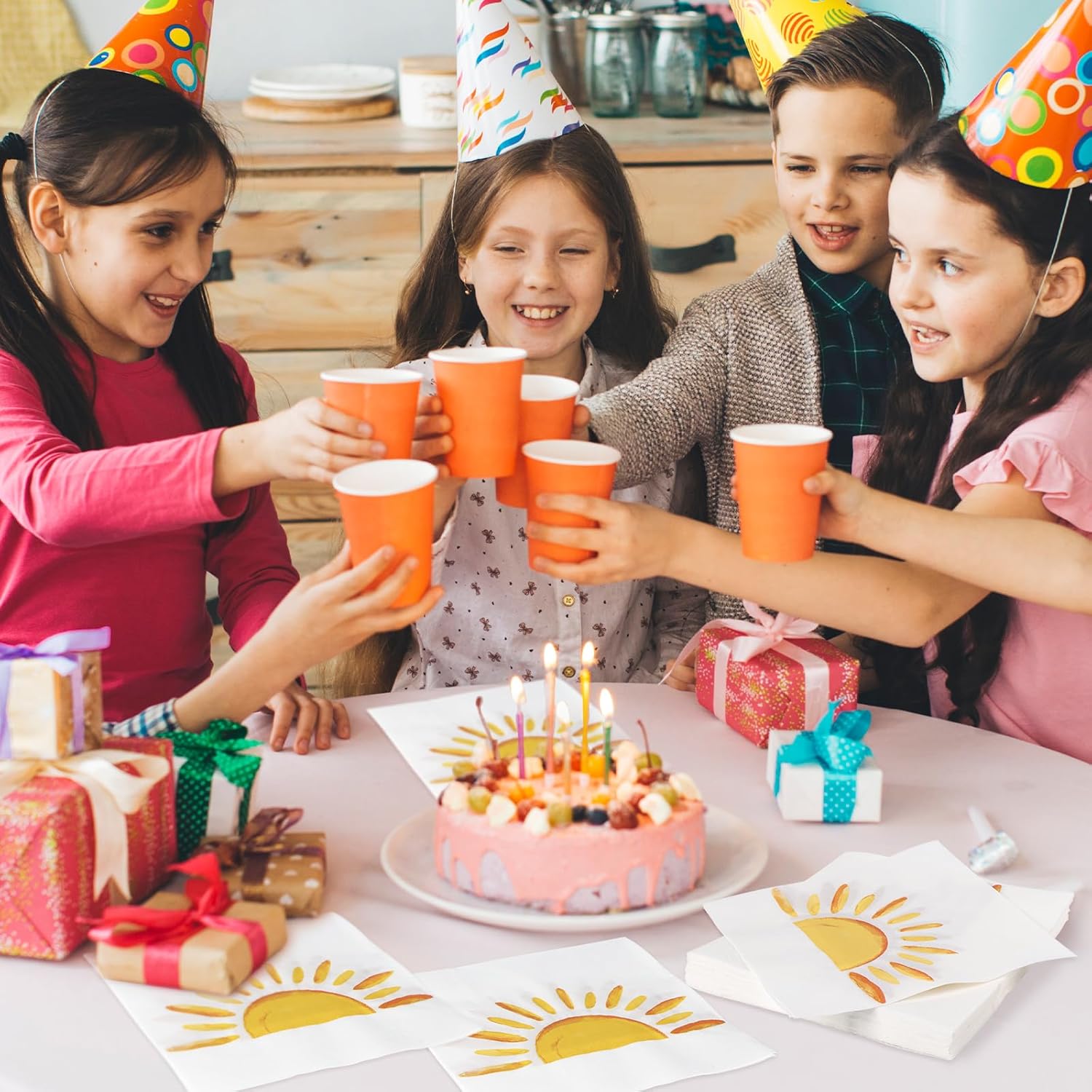 60Pcs Boho Sun Paper Napkins Sunshine Napkin Disposable First Trip Around The Sun Cocktail Dinner Napkins for Birthday Baby Shower Party Supplies Birthday Decorations (13" x 13") - Image 6