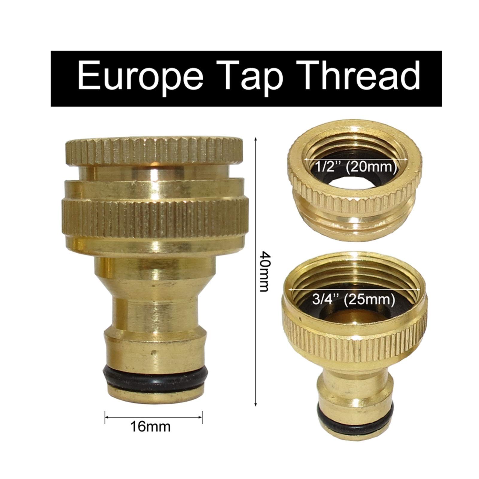 Zkenyao-Brass Connector 1/2'' 3/4'' Thread Quick Adapter Washin Machine Gun Fast Connect Fitting,1PC Brass Faucet Tap Connector, Simple to Install