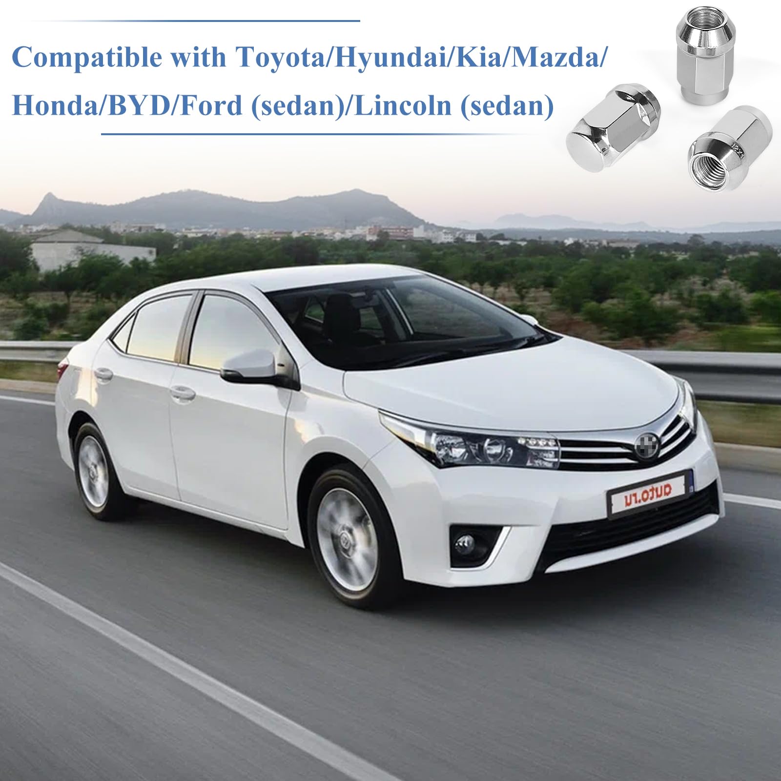 EFUTURETIME 20 x nakrętki do kół M12 x 1,5, zamknięte, stożkowe 60°, SW 19 mm, kompatybilne z Ford, Toyota, Hyundai, Kia, Mazda, Honda, BYD - srebrne