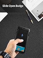 Vista 5 de DELSWIN Carrete deslizante de identificación con clip retráctil, llavero resistente con soporte para tarjeta de identificación, cable retráctil
