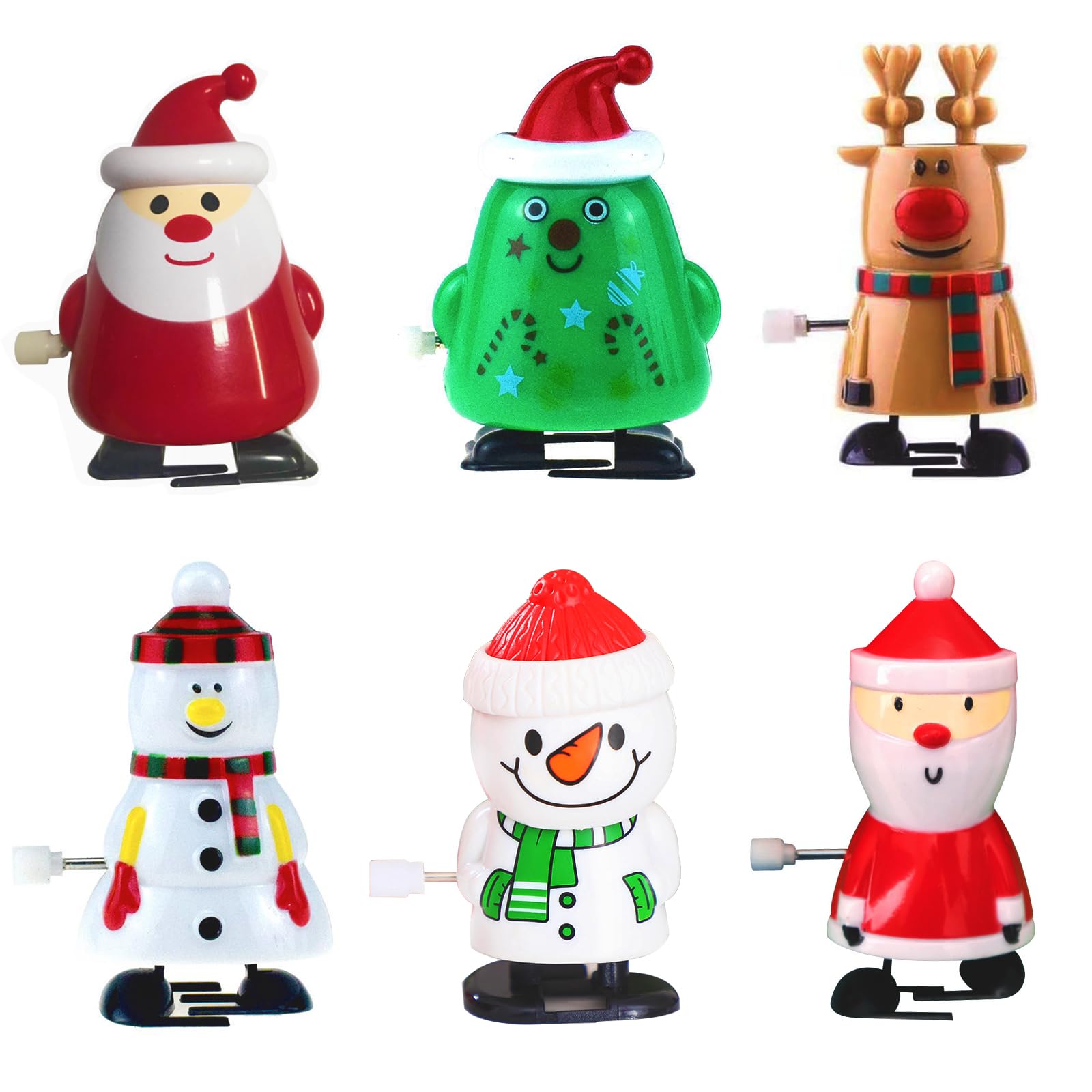 6pcs Christmas Wind Up Toy Clockwork,Santa Wind- up Toys Xmas Kids Toys Holiday Christmas Party, Perfect Party Bag & Xmas Stocking