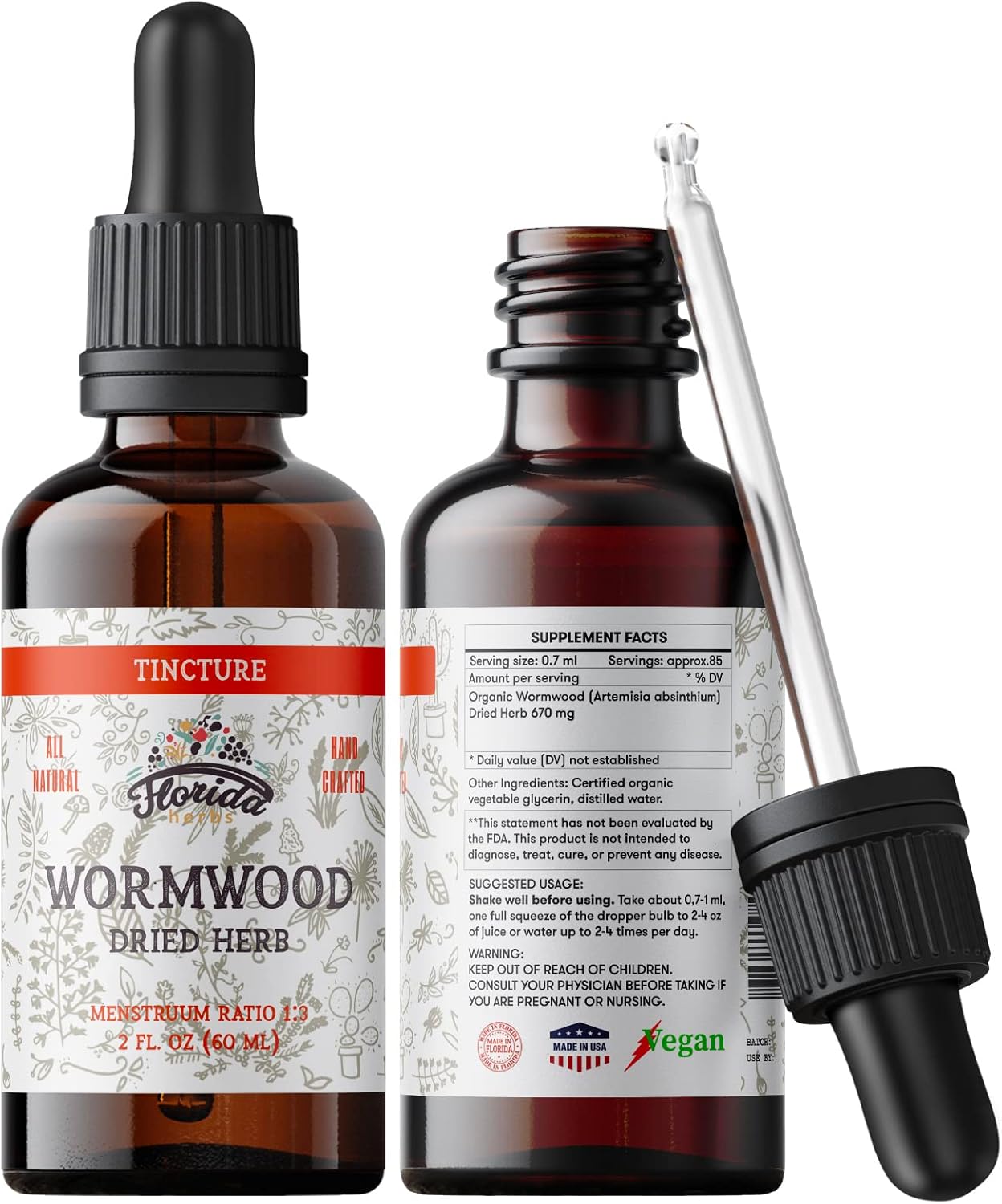 Wormwood Tincture, Organic Wormwood Extract (Artemisia Absinthium