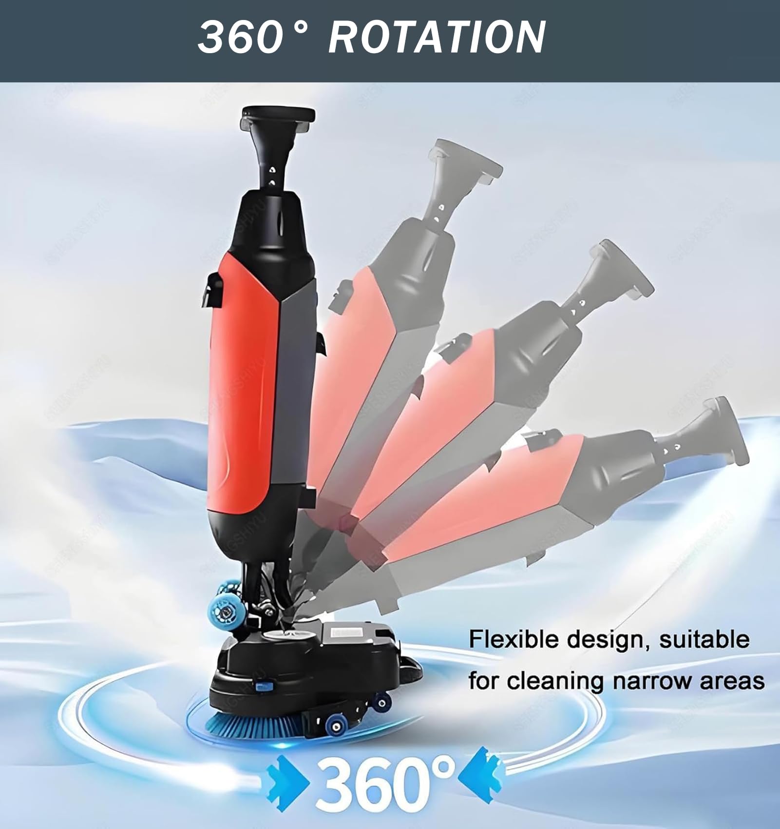 Máquina de limpieza de suelos, cepillos multifuncionales de doble disco de 17 pulgadas, cabezal giratorio de 360°, tanques de 4,5 L + 7,5 L, tiempo de funcionamiento de 120 minutos para supermercados