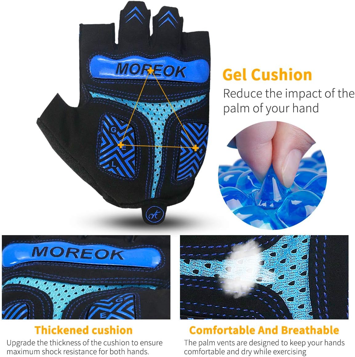 Achiou Half Finger Bicycle Cycling Gloves for Men and Women Padded Breathable Anti Slip Shock-Absorbing Pad Road Bike Mountain Riding Motorcycle