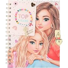 Depesche TOPModel 13269 Diary with Heart Padlock and Bracelet, Book in Pink, with Mannequin Design, Gold Detailing and Lined Pages