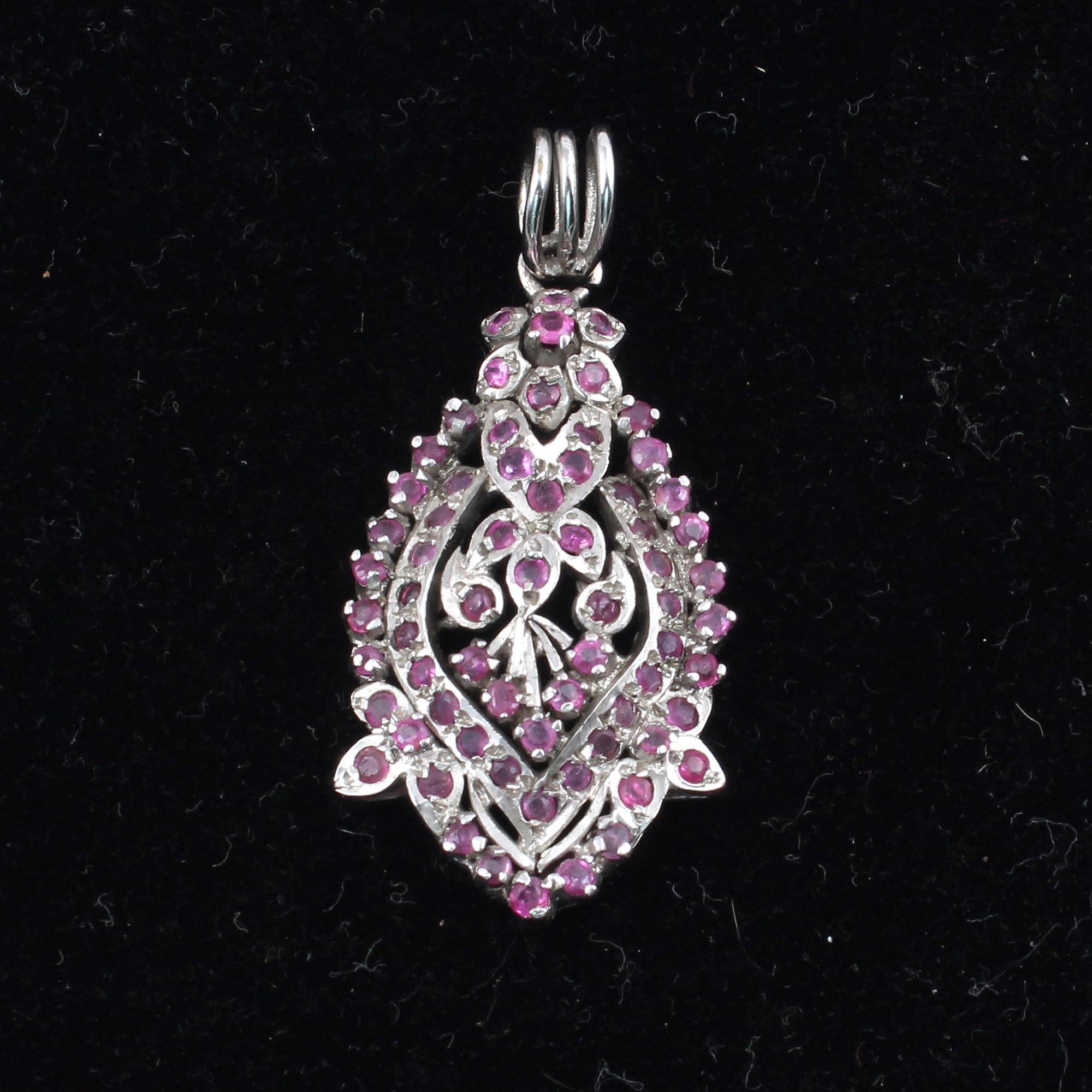 Pendentif rubis rose naturel vintage à facettes - Bijoux artisanaux uniques en pierre semi-précieuse