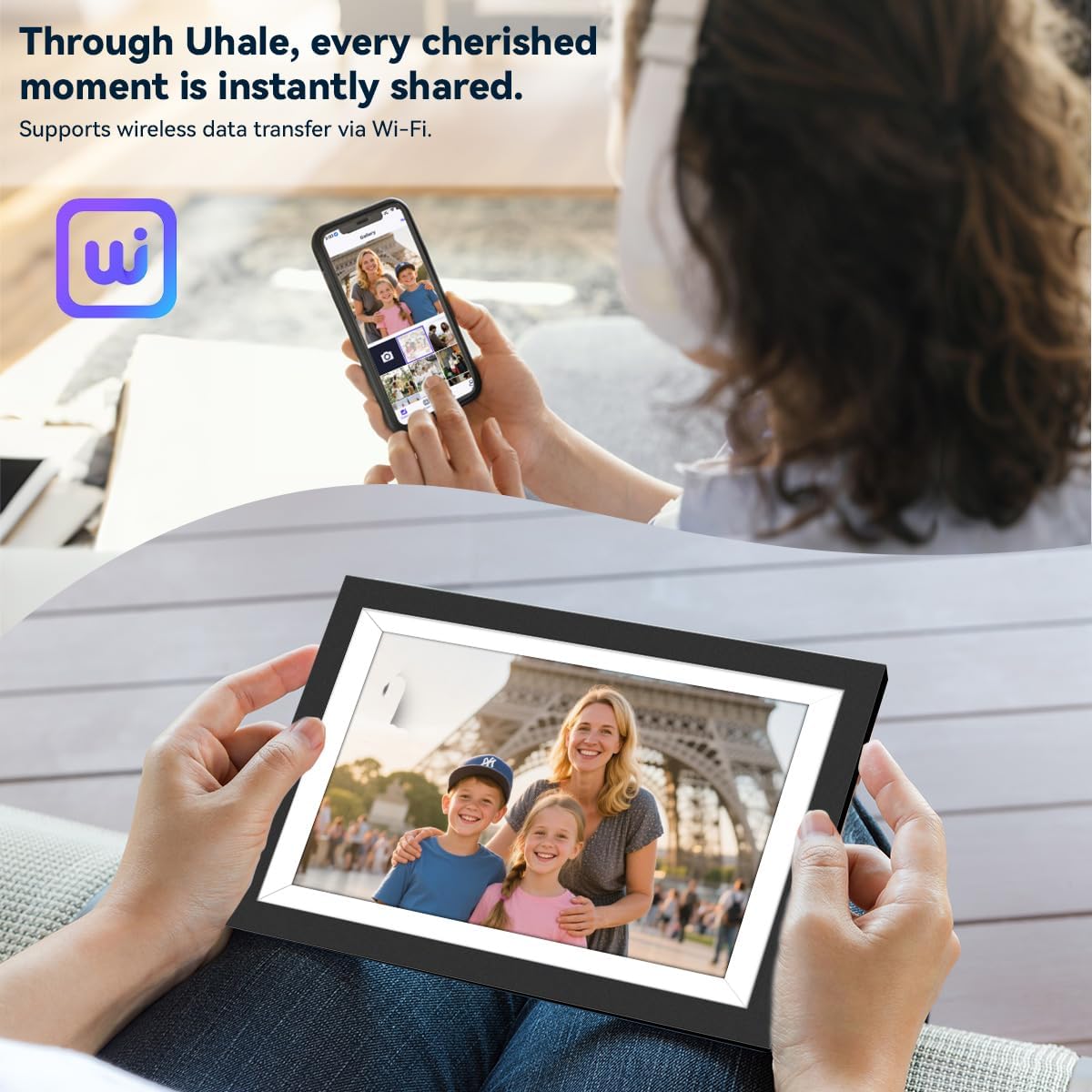 UHALE Battery Power Digital Picture Frame, 10.1'' 1920x1080 HD IPS Touch Screen, Auto-Rotate, Share Photos and Videos 4 Hours,32GB,Wedding Ideal Christmas for Loved Ones