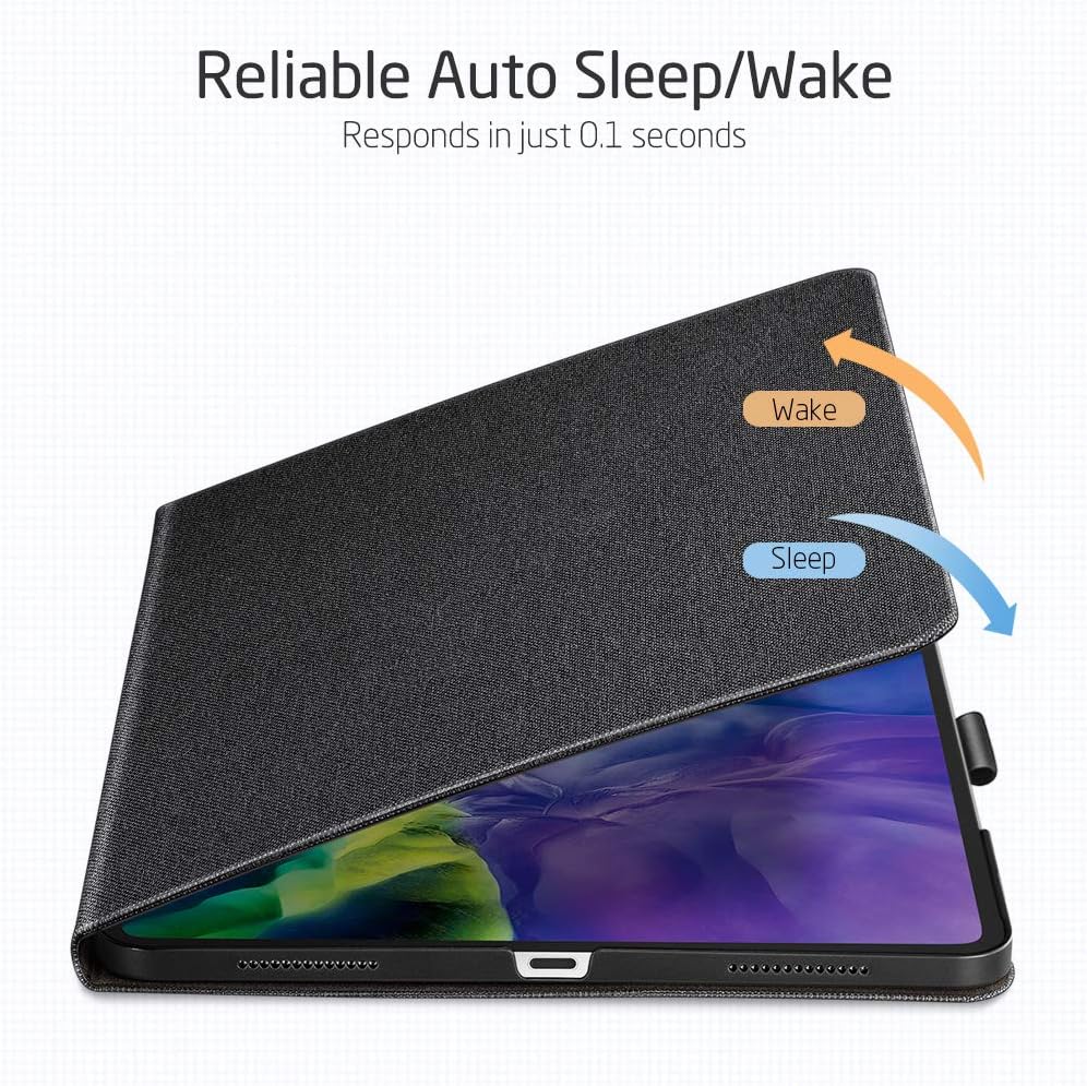 ESR Urban Premium Folio Case for iPad Pro 11 2020 & 2018 [Supports Pencil 2 Wireless Charging] Book Cover Design, Multi-Angle Viewing Stand, Auto Sleep/Wake for iPad 11", Charcoal