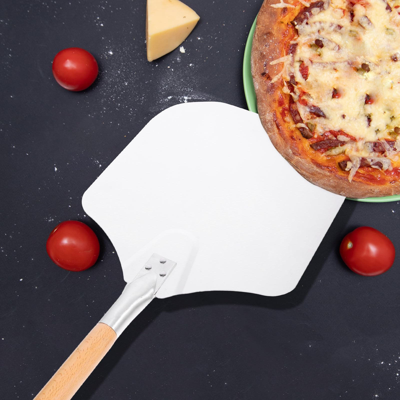 Abaodam Pala para Pizza Mango Desmontable de Madera y Aluminio, Espátula para Hornear Pasteles, Utensilio de Cocina para Horno en Casa