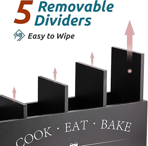 Miniatura 4 de Suli Soporte extra grande para utensilios de cocina con 4 compartimentos, organizador de utensilios de madera para encimera de cocina, decoración de