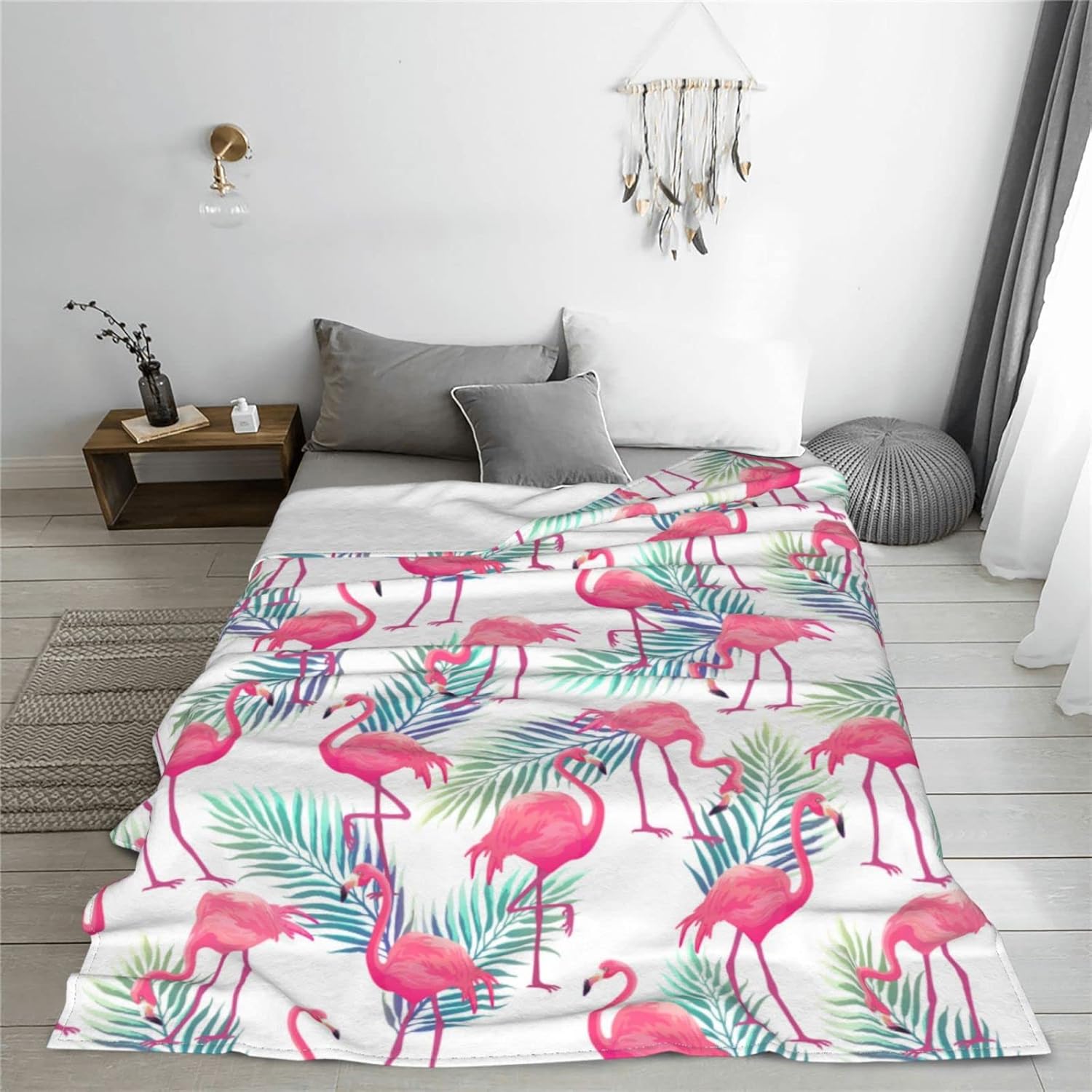 Tropical Pink Cute Flamingo Throw Blanket Soft Bed Blankets Lightweight Cozy Plush Flannel Fleece Blanket for Sofa Couch Bedroom 60"x50" - Image 3