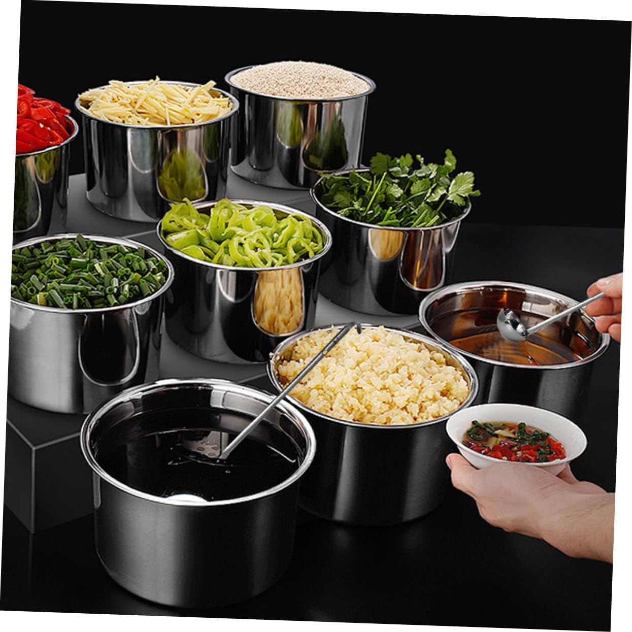 2pcs Soup Ladle Set with Long Handle and Hooks Stainless Steel