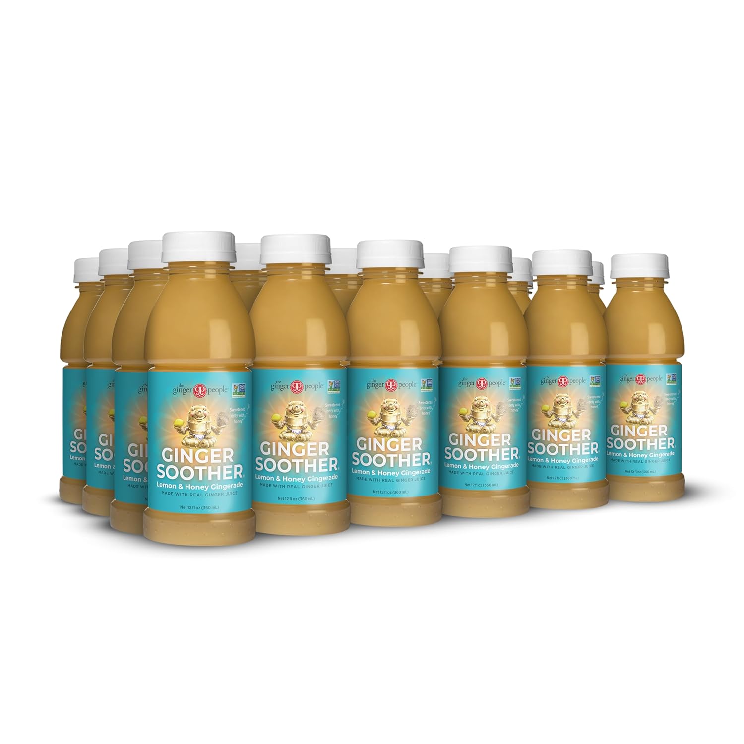 Ginger Soother Turmeric Gingerade – Soothing Comfort, Real Turmeric and Ginger Juice, Sweetened only with Honey, Simple Ingredients, Enjoy Hot or Cold - 32 Oz (Pack of 12)