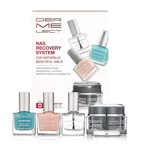 Miniatura 2 de Dermelect Sistema de recuperación de uñas antienvejecimiento con péptidos, ácido hialurónico, vitamina E, fortalecimiento y restaurador de uñas