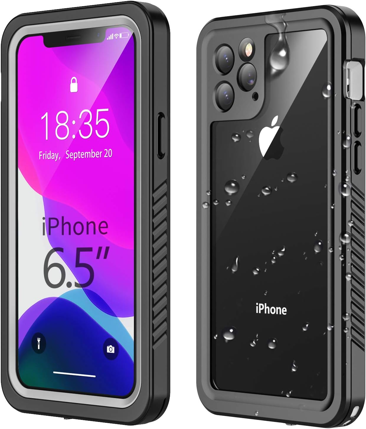 Temdan Waterproof iPhone 11 Pro Max Case, Built in Screen Protector Clear Sound Quality Full Sealed Cover Shockproof Dirtproof Outdoor Rugged Waterproof Cases for iPhone 11 Pro Max 6.5 inch 2019