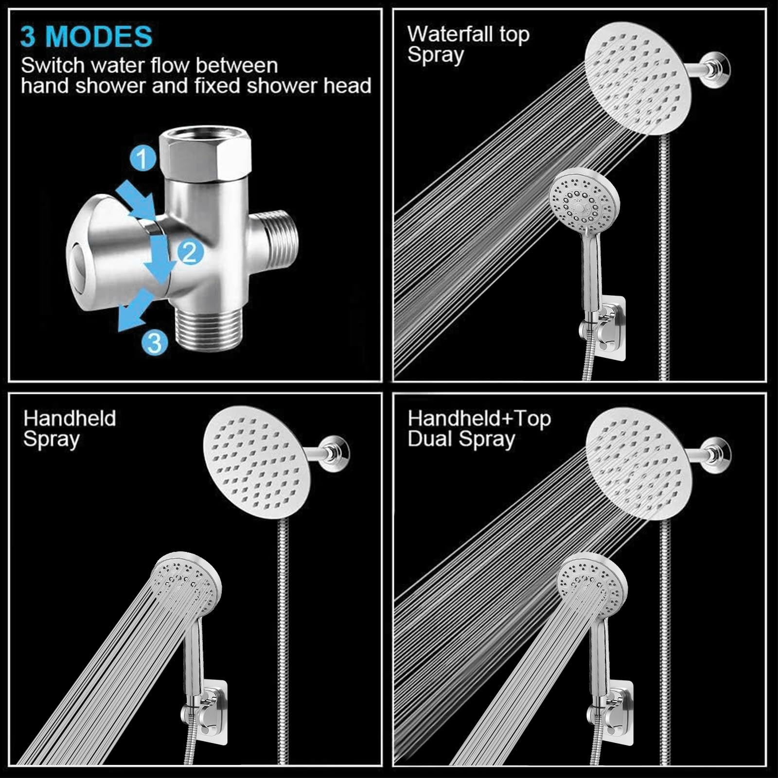 Snapklik.com : HarJue High Pressure Shower Head Combo, 6” Stainless ...