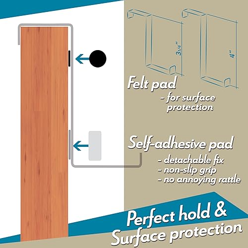 Miniatura 6 de Ganchos para colgar sobre la puerta, paquete de 5 + 5 unidades, perchero de acero inoxidable, toallero de 2 lados de 1 38 pulgadas y 1 34 pulgadas,