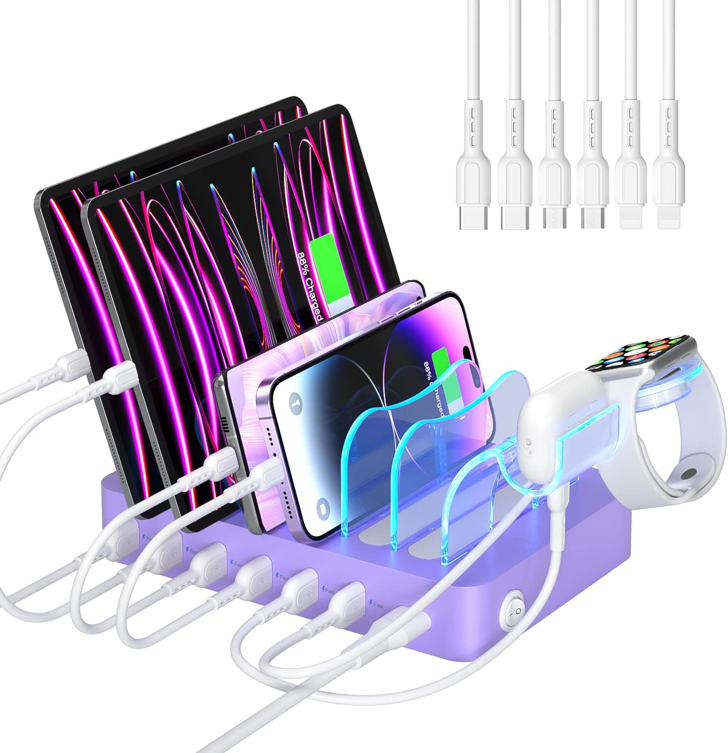 SooPii Premium 6Port USB Charging Station Organizer for