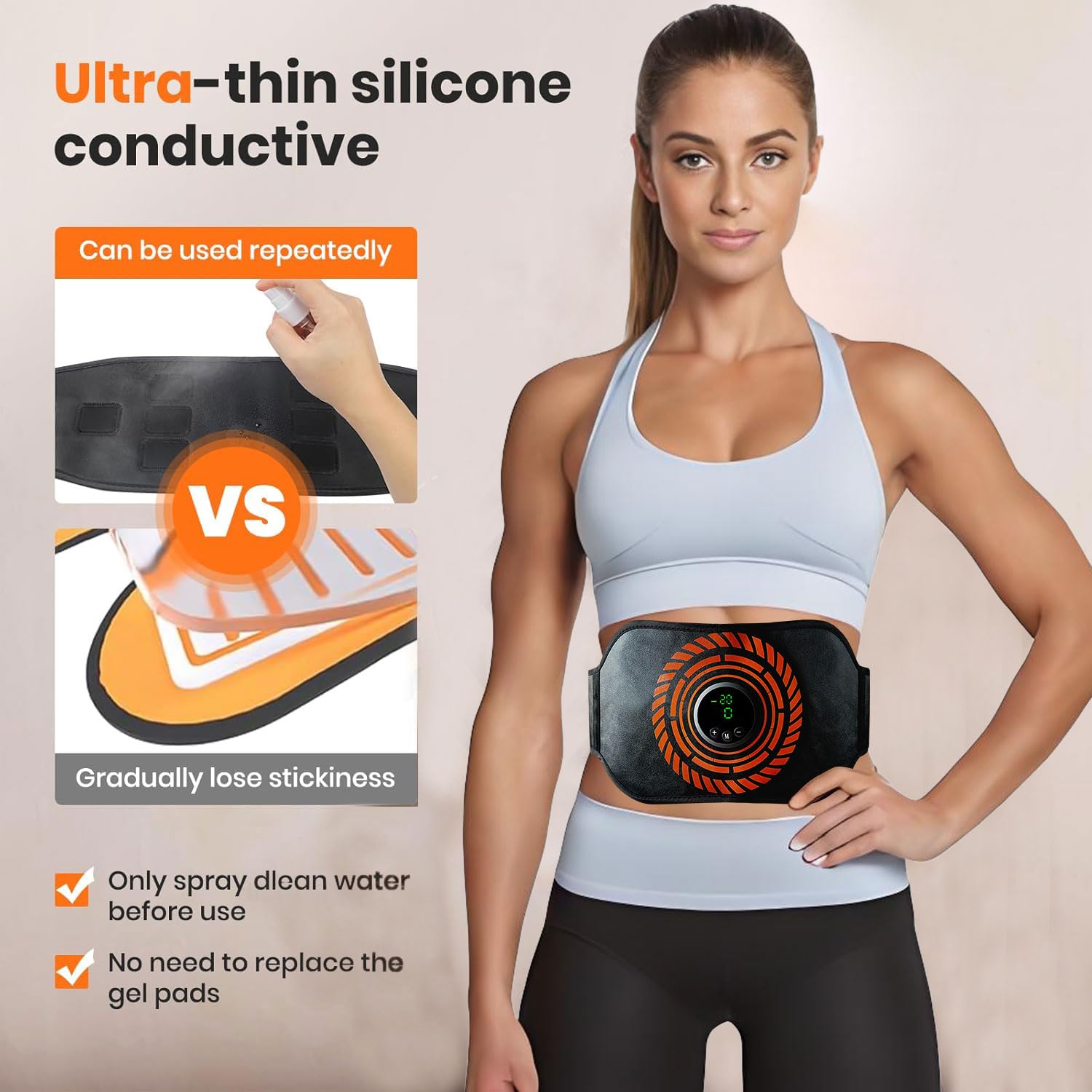Elettrostimolatore per Addominali, Elettrostimolatore Muscolare, EMS Stimolatore Muscolare,USB Ricaricabile ABS Trainer/Toner per Addome/Braccio/Gambe/Waist/Glutei Home Gym-Uomo/Donna