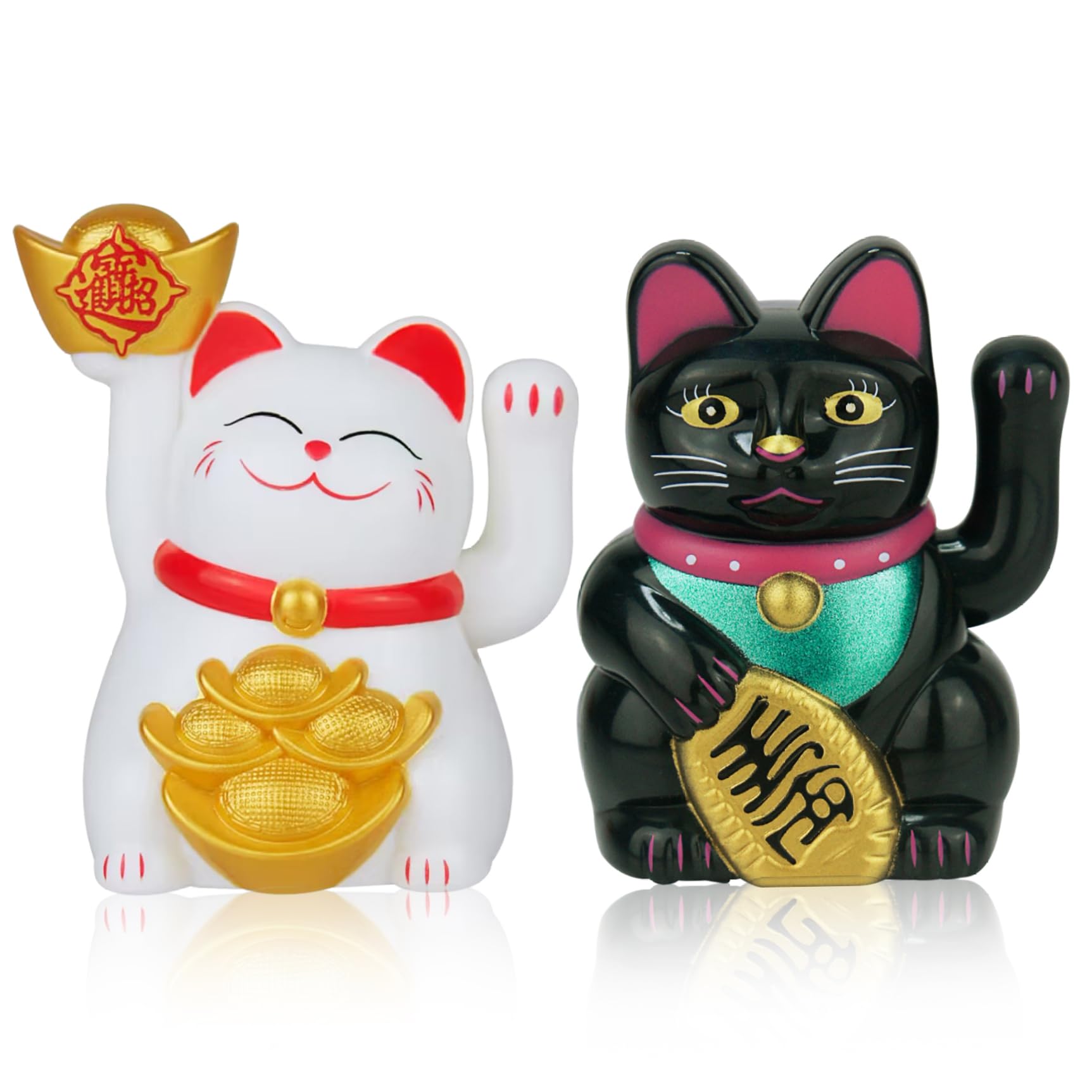 Wedhapy Fortune Cat Cat Waving Arm, 2PCS Solar Powered Chinese Waving Arm, 2 inch Fortune, Vivid Cute Statue for Home, Office, Car Ornament
