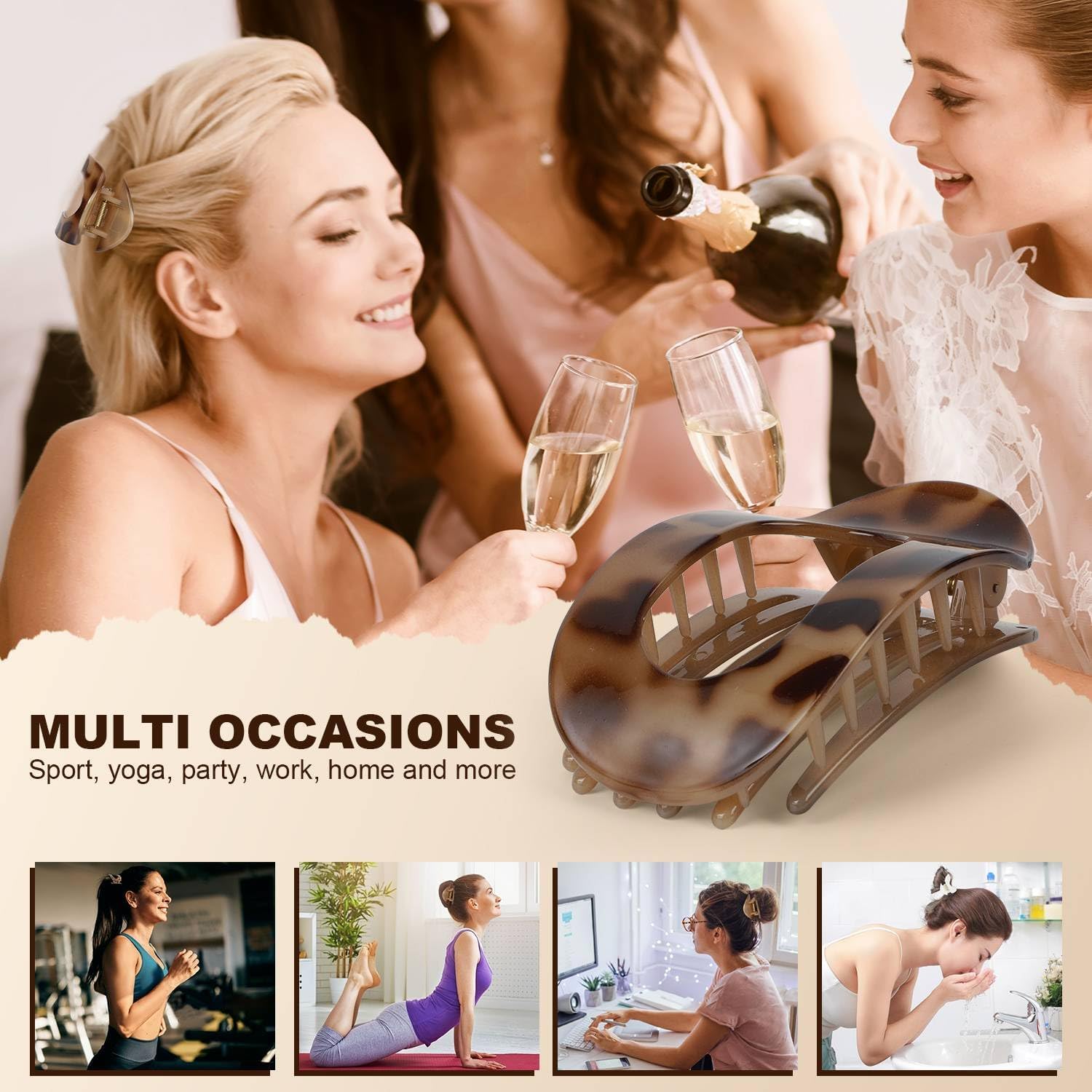 4 Pcs Set Flat Hair Clips for Women - Round Flat Claw Clips Strong Hold Lay Down Claw Clamps Hair Barrettes Alligator Clip- Simple Elegant Duckbill Hair Clip for Thick Thin Hair-B - Image 6