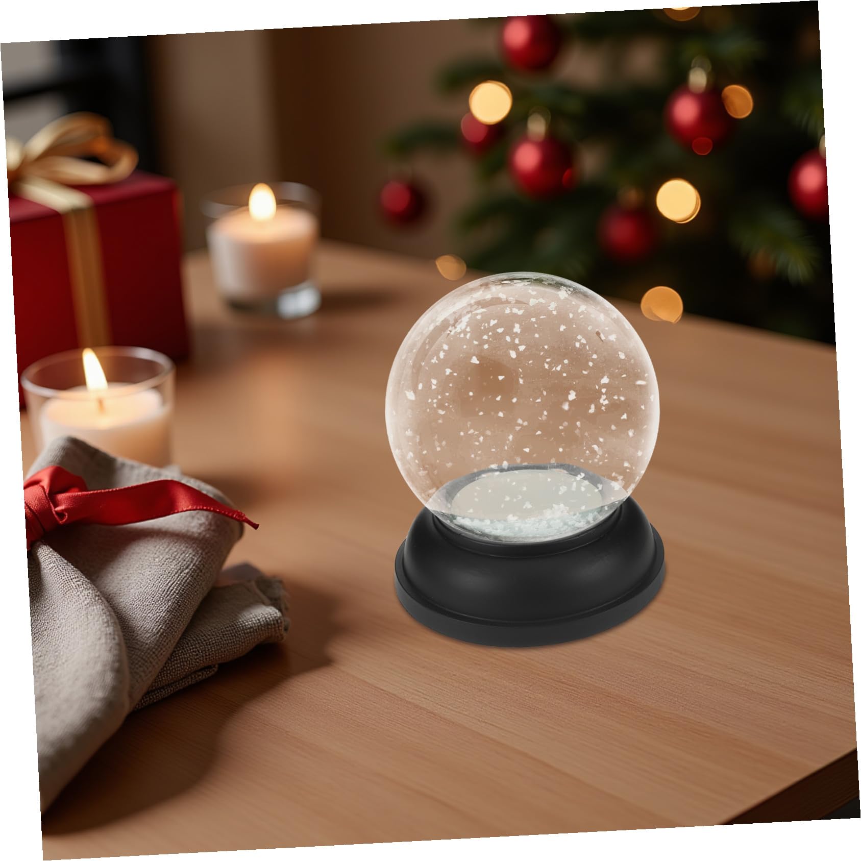 Cabilock Bola de Nieve Navideña Transparente de Kit de Manualidades DIY Cúpula de Vidrio y Base de Resina Negra Suitable para Decoración de Invierno y Regalos de Boda