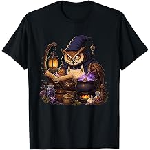 Wise Owl Witch Hat Magic Potion Cauldron T-Shirt