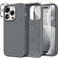 Vista 288 de GONEZ Funda de silicona para iPhone 14 Pro Max, compatible con MagSafe, con protector de pantalla + protector de lente de cámara, silicona líquida a