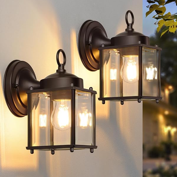 MATAMEYE 2 Pack Outdoor Wall Lantern, Exterior Waterproof Wall Sconce Light Fixtures