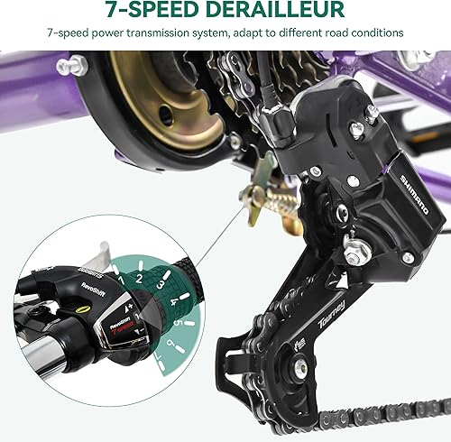 Miniatura 17 de YITAHOME Triciclo para adultos, bicicletas de 3 ruedas de 24 y 26 pulgadas, bicicleta de triciclo de 1 velocidad para adultos con cestas extraíbles