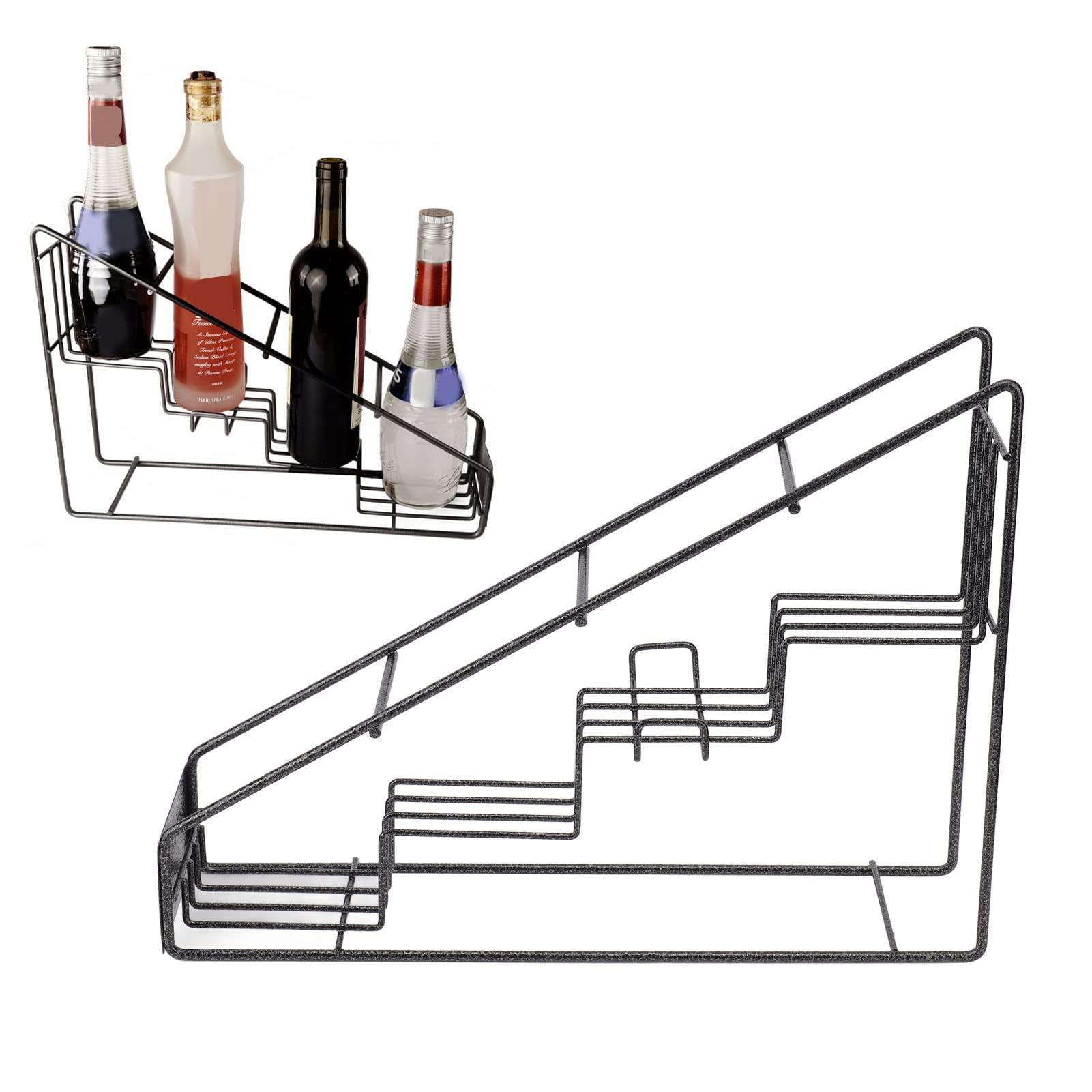 Ejoyous Porte-Bouteille en Fil Métallique, 4 Compartiments, Organisateur de Sirop de café, Porte-Bouteille de Vin en Fil d'acier Inoxydable, Porte-Bouteille de Sirop, Support à épices,