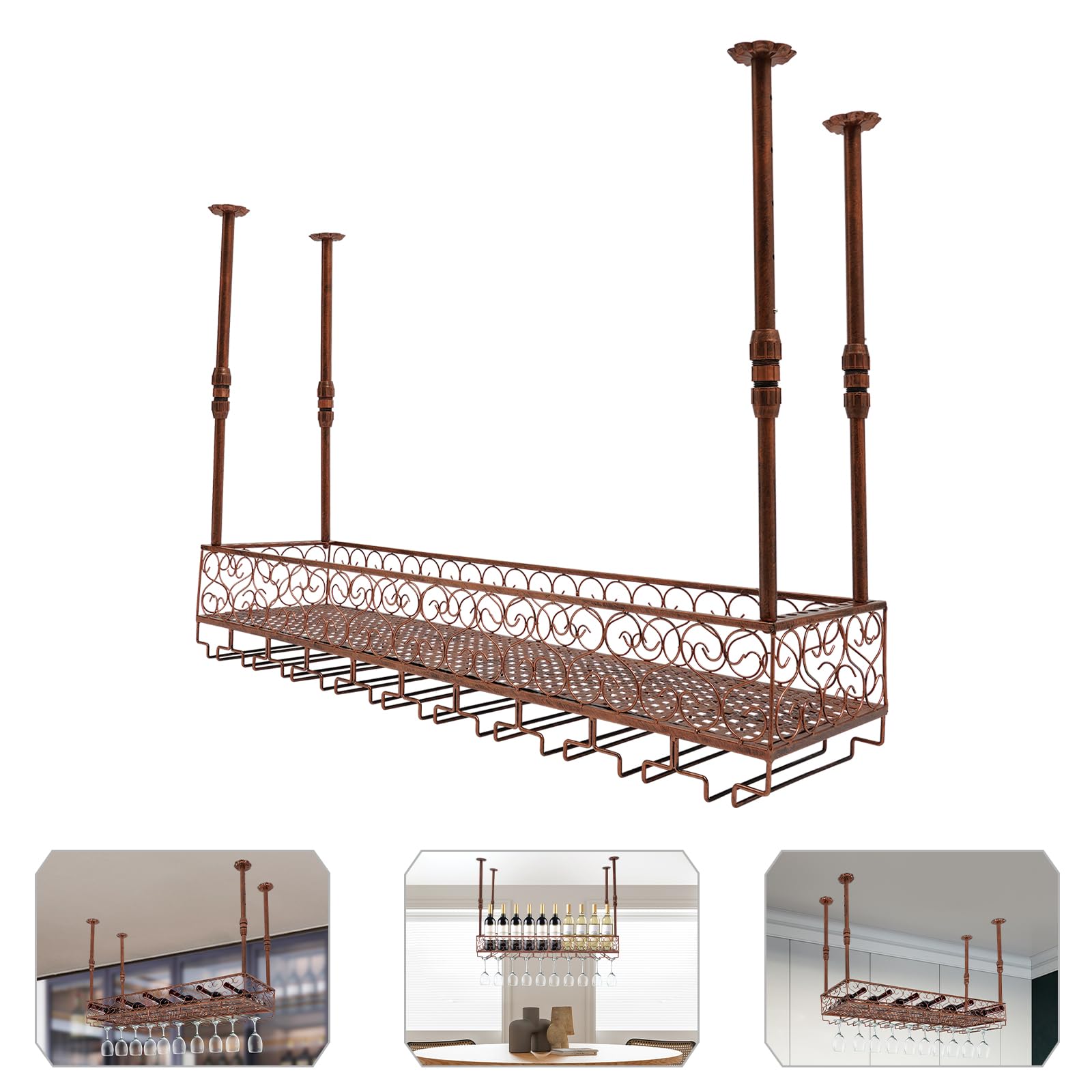 Scaffale da soffitto regolabile in altezza, per cucina e bar