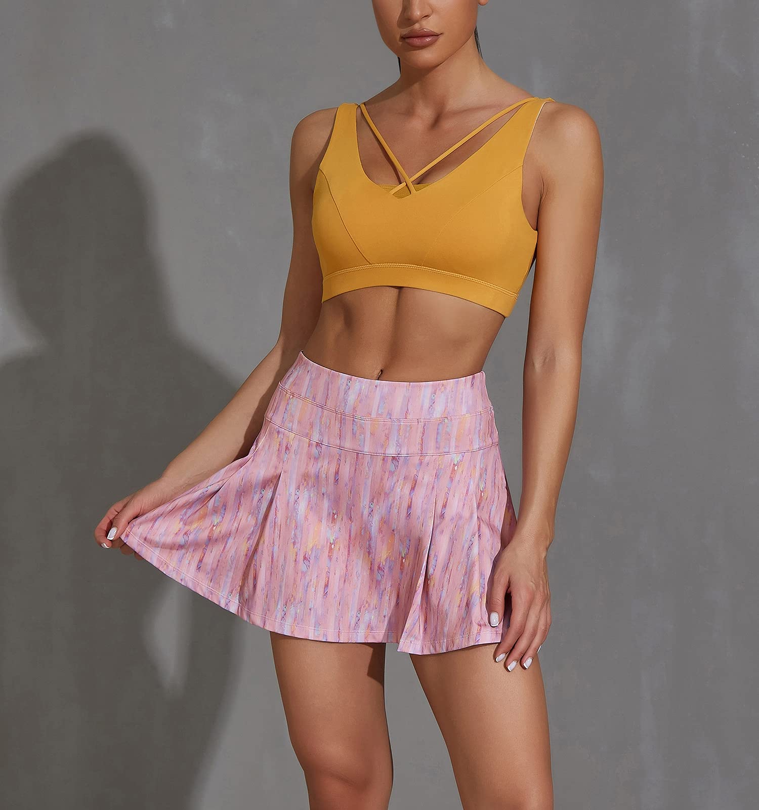 VUTRU Jupes de Tennis Femmes Taille Haute Tennis Skort avec Poches Jupes de Course Sport Jupe de Golf avec Pantalon Intérieur