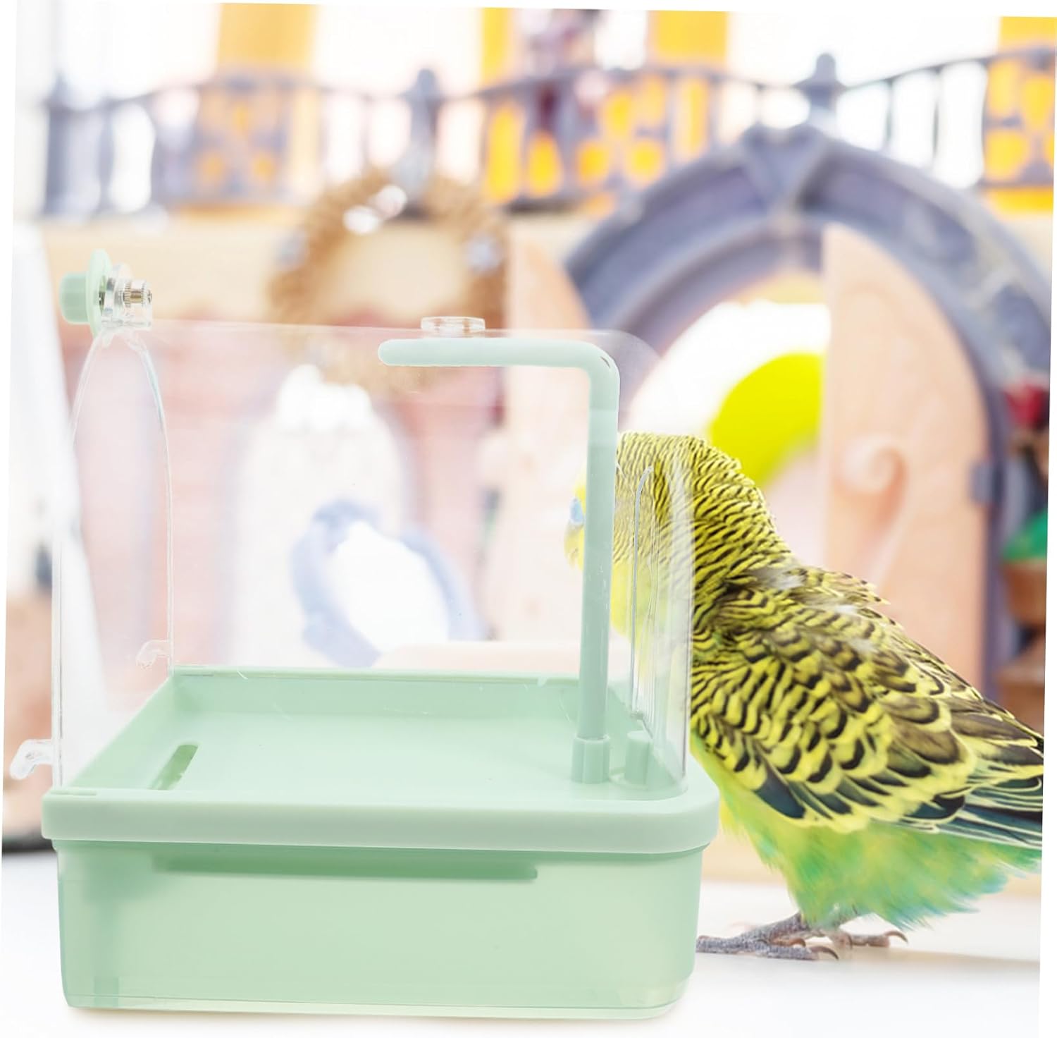 VANZACK Automatic Bird Bath for Parrots Conures Bird Tub Swivel Faucet Pet Bathtub Accessories