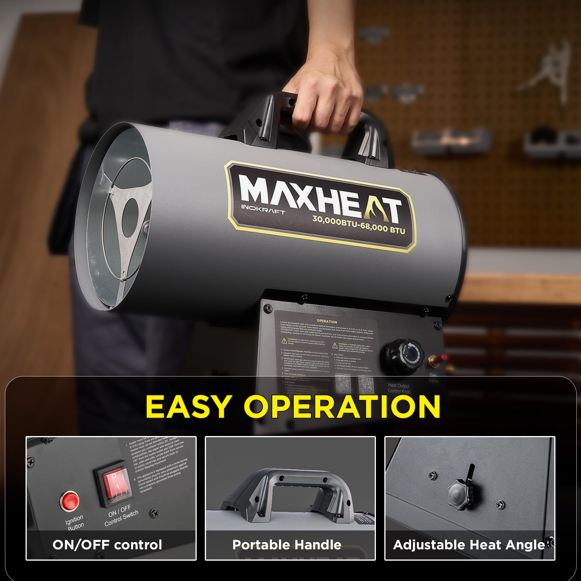 InoKraft MAXHEAT MH68 Propane Heater - 68,000 BTU -5