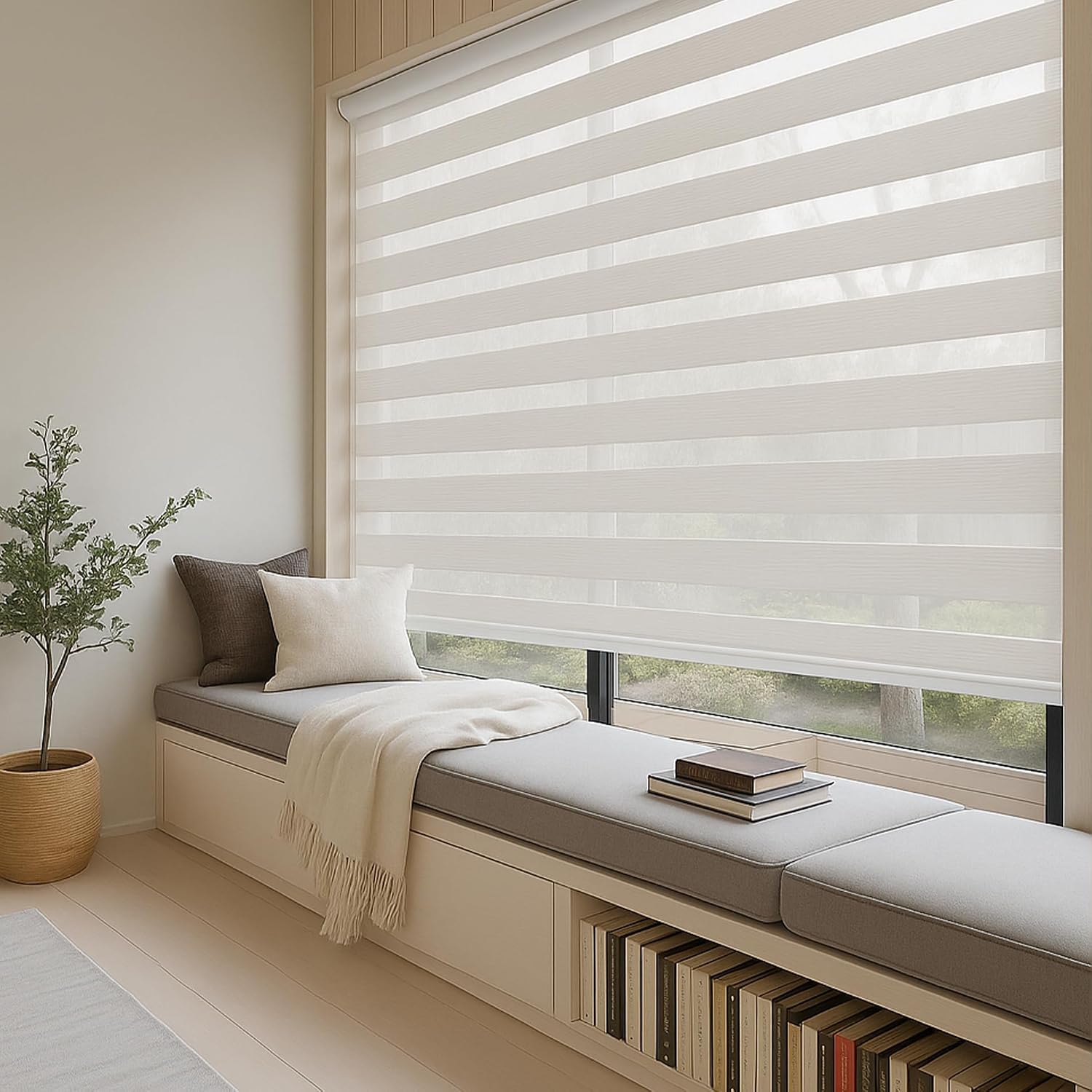 Light Filtering Motorized Zebra/Roller Shades – LightFiltering-Siena BL2 Series Smart Remote Control Window Blinds