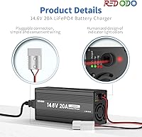 Vista 4 de Redodo 14.6V 20A LiFePO4 Battery Charger for Lithium Iron Phosphate Battery, Support Fast Charging, High Charging Efficiency Designed for Deep Cycle