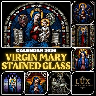 Stained Glass Virgin Mary Calendar 2026: A Visual Devotion Catholic with Sacred Imagery, Feast Days & Monthly Reflections