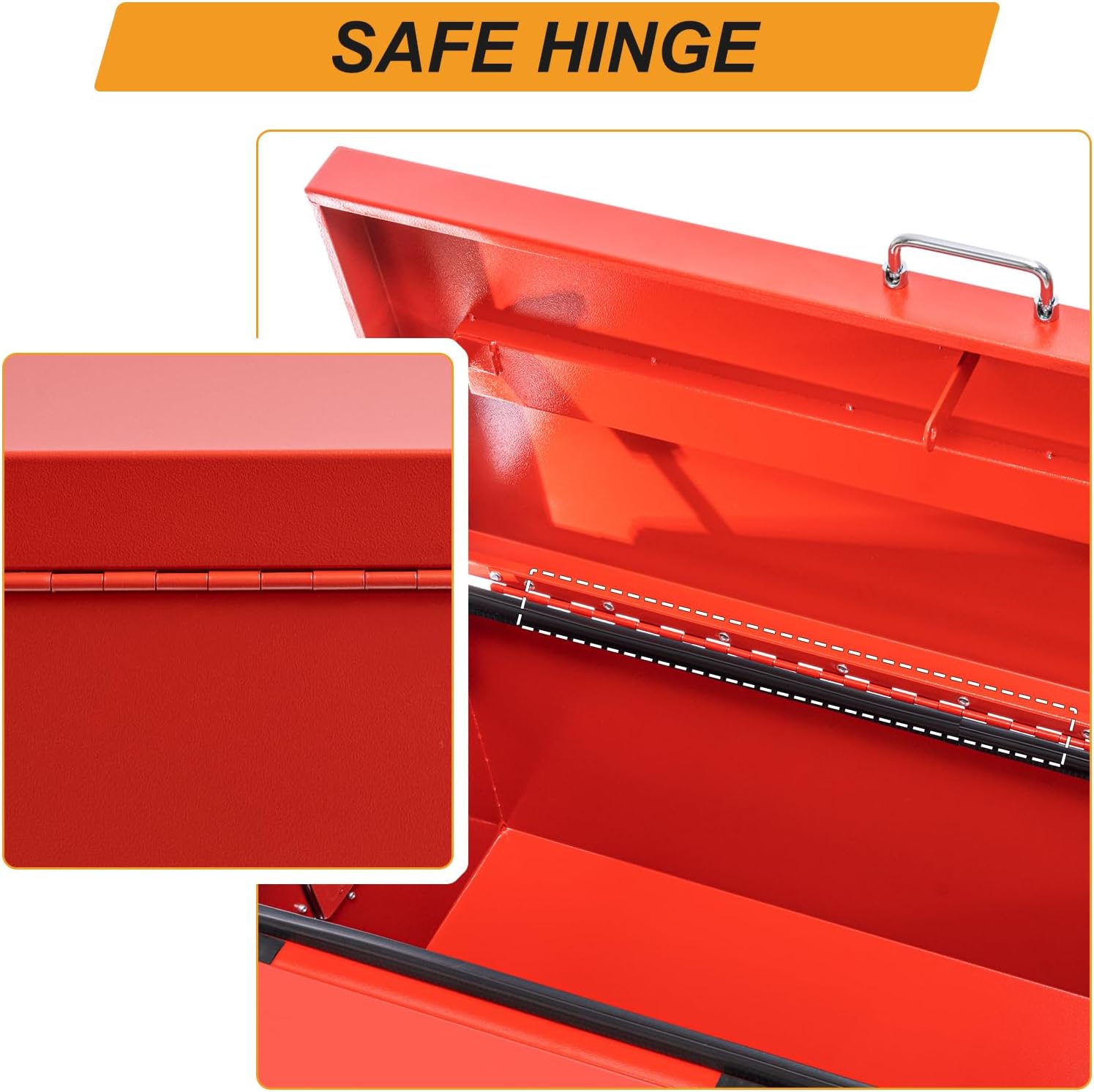 36" Truck Tool Box,Heacy Duty Metal Storage Organizer with Strong locking tongue,Trailer Tongue Box with Safe Hinge, for Truck,Pickup,RV,Garage,Best gift for family and friend,Red Power Coating