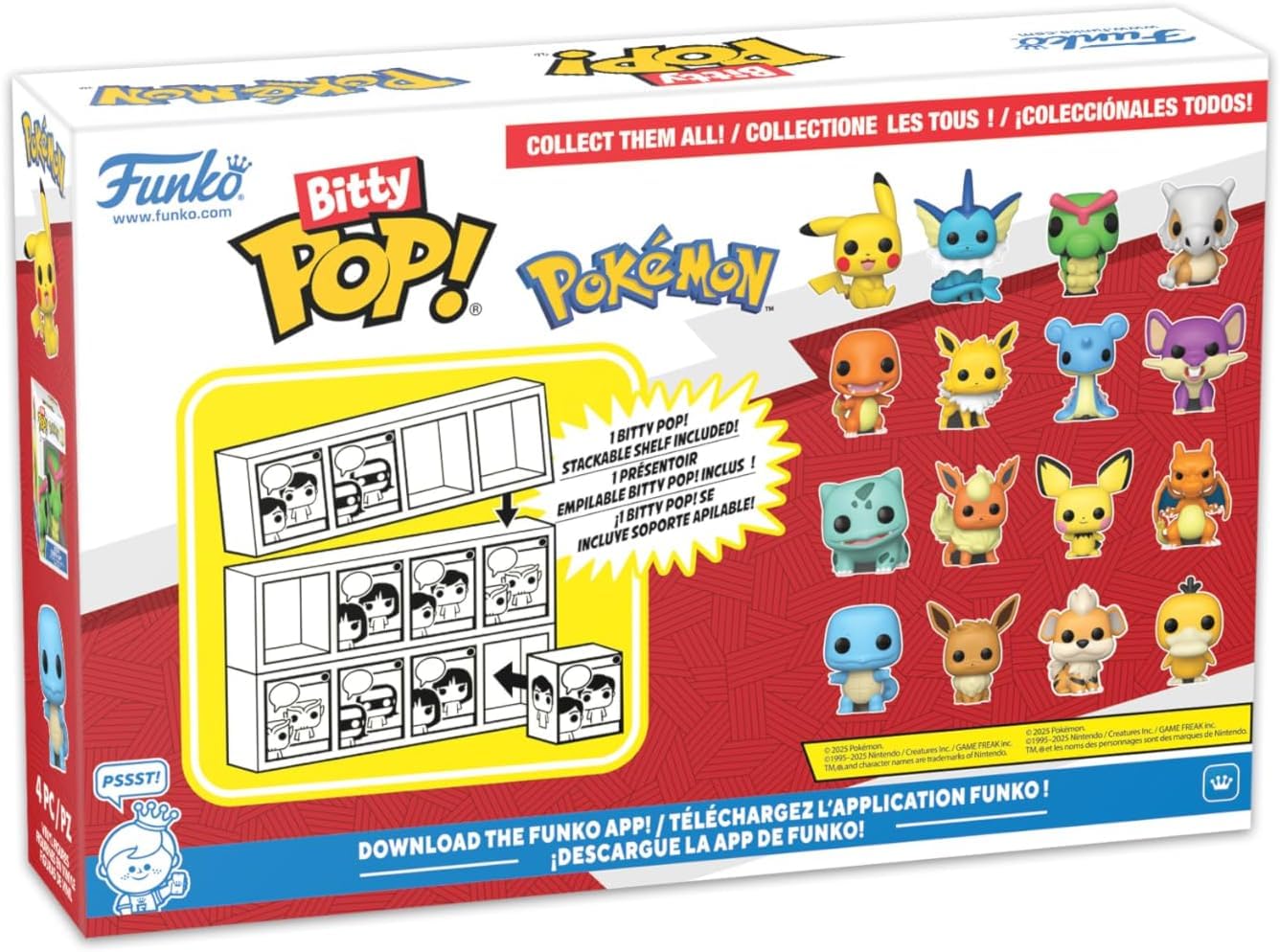 Funko Bitty Pop! Pokemon - Charmander - 4-pak - 0,9 cala (2,2 cm) kolekcjonerski - półka ekspozycyjna do układania w stos w zestawie - pomysł na prezent - torba imprezowa