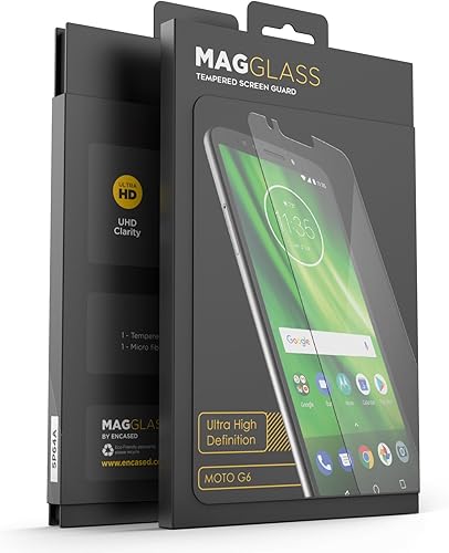 MagGlass Moto G6 - Protector de pantalla de vidrio templado (HD Ultra transparente), protector de pantalla reforzado con bordes compatibles con