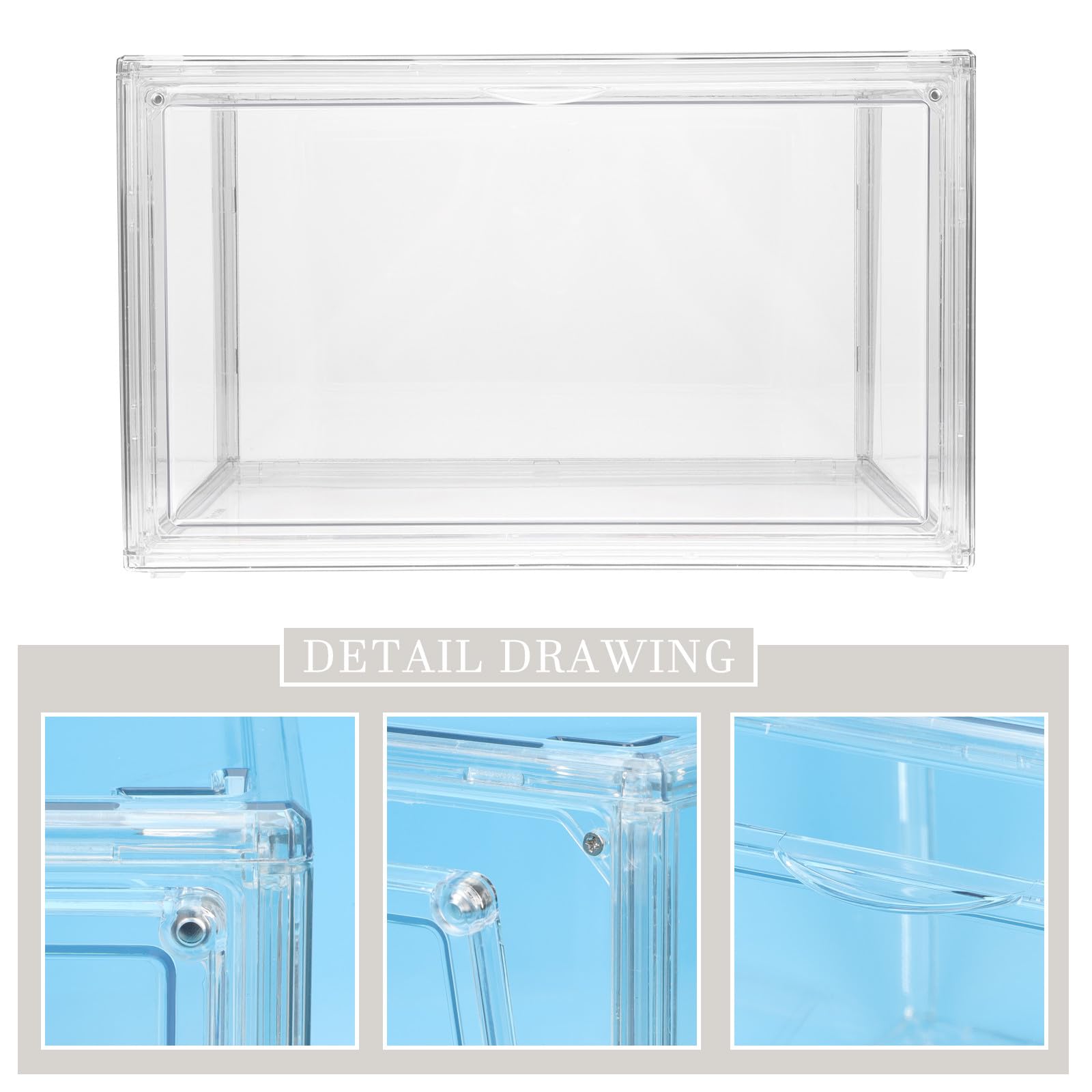 SHINEOFI Caja Almacenaje Transparente Apilable con Tapa Organizador de Libros y Oficina Estilo Modulo para Escritorio Dormitorio y Estudio Sealed y Bookshelf