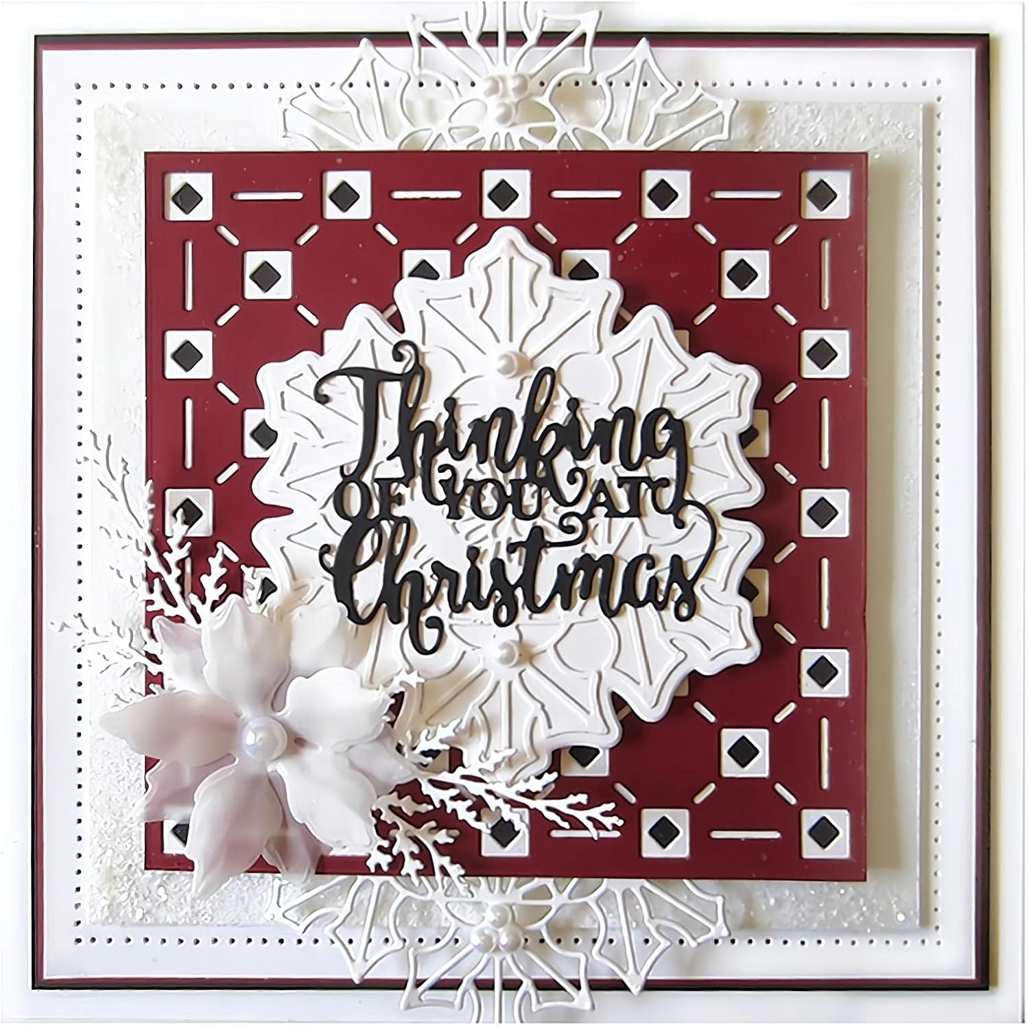 Thinking of You at Christmas Greetings Words Best Wishes Die-Cuts Metal Cutting Dies for DIY Scrapbooking Embossing Stencil Album Paper Craft Gift Card Home Decoration Card-Making