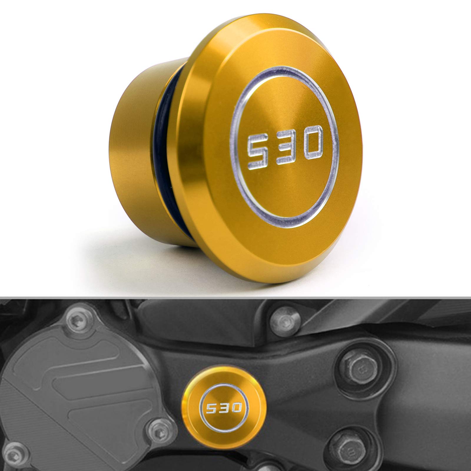 Bruce & Shark Coperchio Tappo Tappo Foro Telaio Oro CNC Adatto per Yamaha per Tmax TMax 530 2005-2016