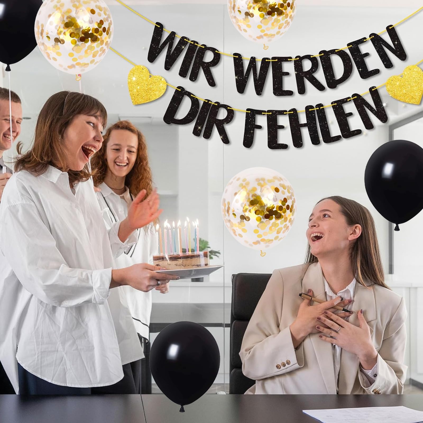 Rentner Party Deko KOBOKO Ruhestand Luftballon-Set – 24 Stück Schwarz & Gold Mit Sprüchen Für Rentner-Partys