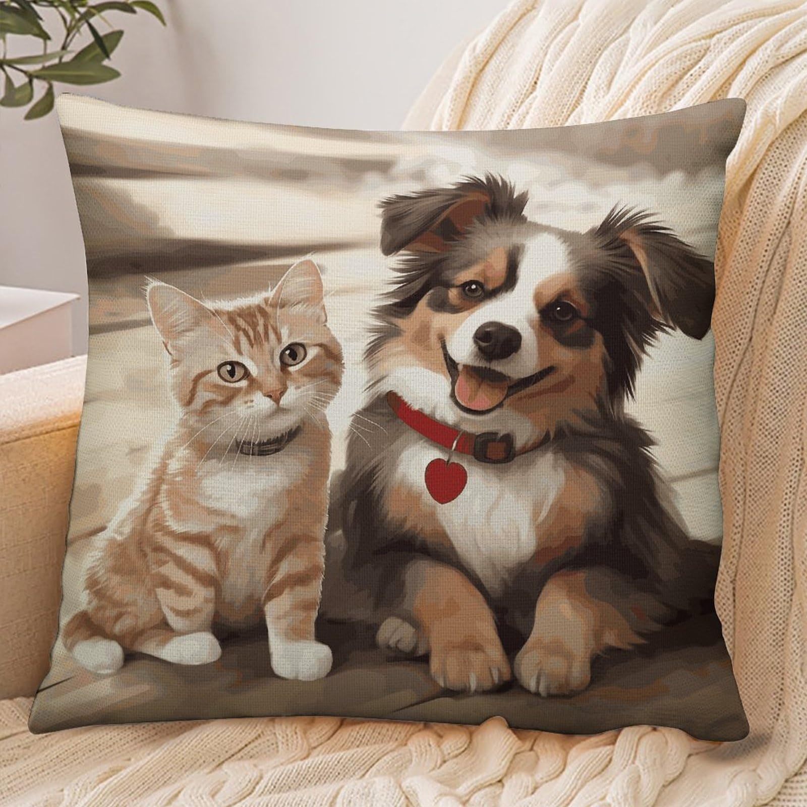 Fekiloot Style Funny Cat Dog Pillowcase Pillow Sham Pillow Case
