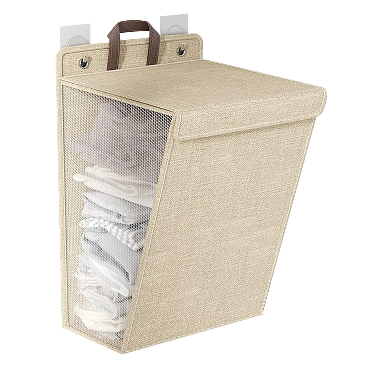 Folding Laundry Basket Household Storage,Wall-mounted foldable with lid Hanging Mounted Dirty Clothes