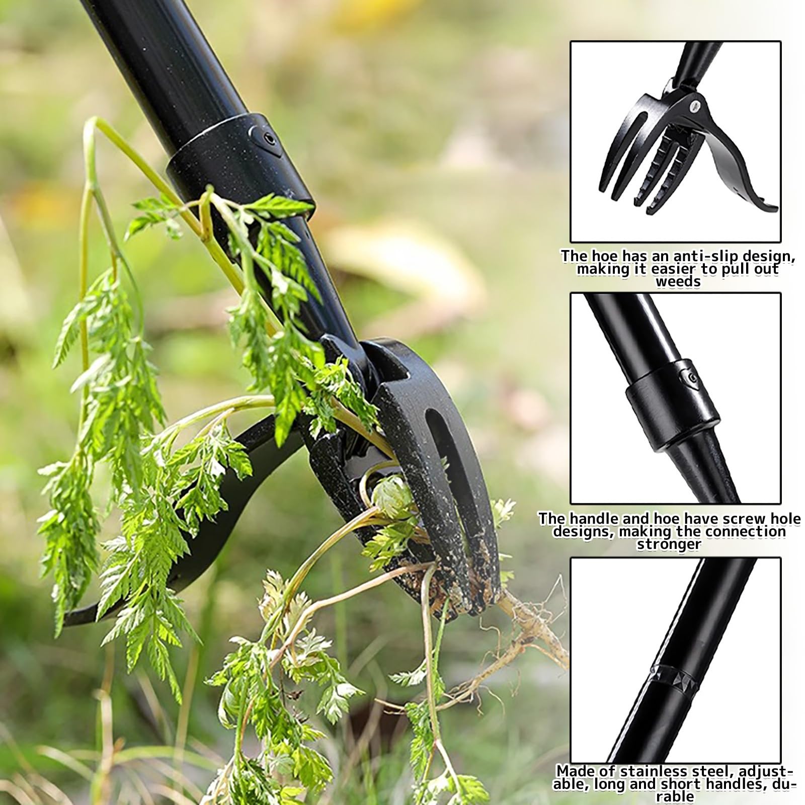 Herramienta manual para el mantenimiento del jardín y el césped, mango largo, diseño duradero de acero inoxidable, fácil montaje
