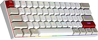 NEWMEN GM610 Wireless Mechanical Keyboard,60% USB C Wired/Bluetooth RGB Backlit Compact Hot Swappable Keyboard,White Anti-Ghosting PC Mac Windows Android Gaming Keyboard(Brown Switches)
